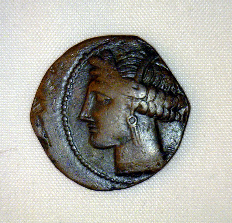 Ancient Greek Bronze Coin - Persephone and Horse Head