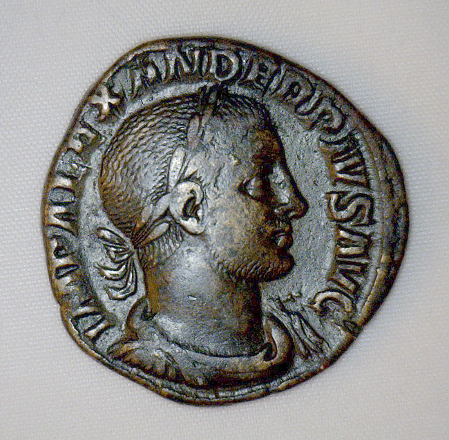 Bronze Coin - Sestertius, Severus Alexander & Mars  c 222-235 AD