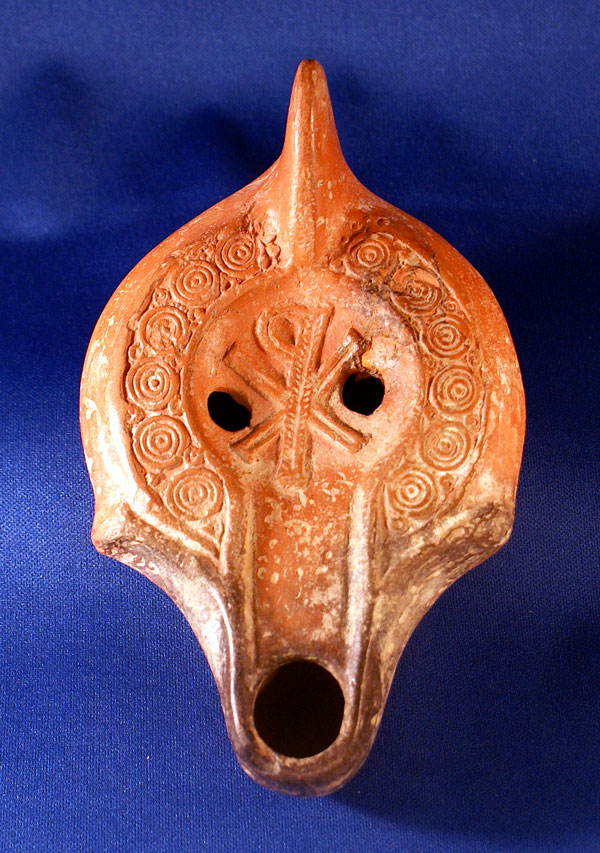 Early Christian Terracotta Oil Lamp - CHI RHO - c. 450-550 AD