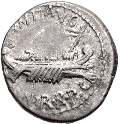 Ancient Roman Silver Denarius - Mark Antony - c. 32-31 BC