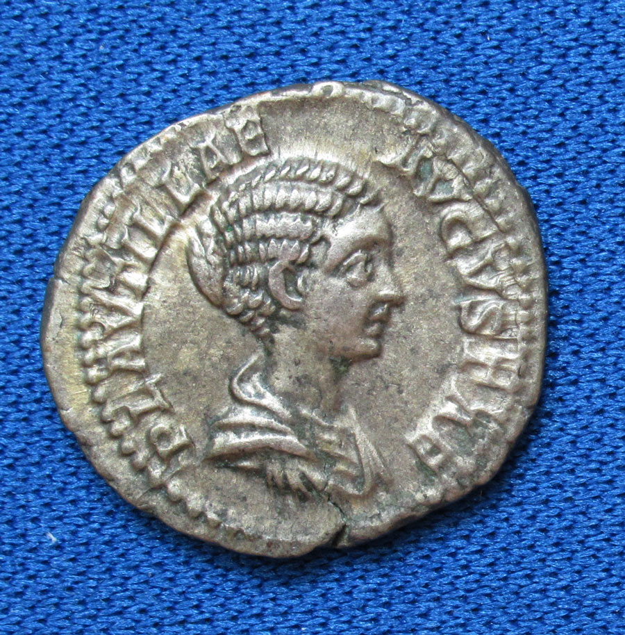 c 202-205 AD – PLAUTILLA & CARACALLA – Scarce Silver Denarius