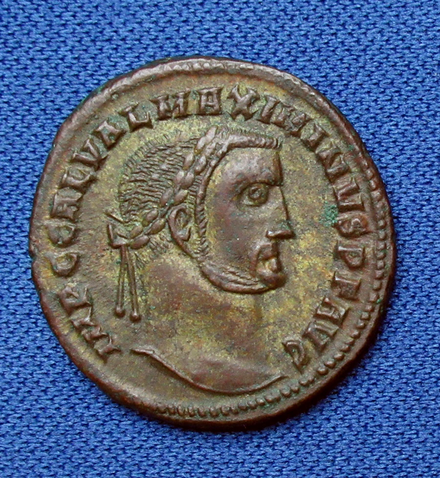 c 310-313 AD - MAXIMINUS II -Silvered Bronze AE Follis -