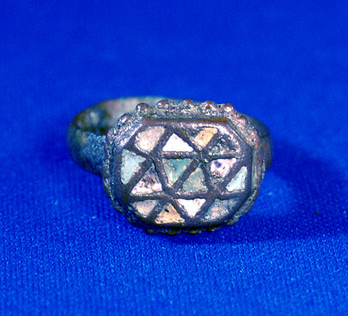 Ancient Bronze & Enamel Ring - Byzantine c. 6-9th Cent AD