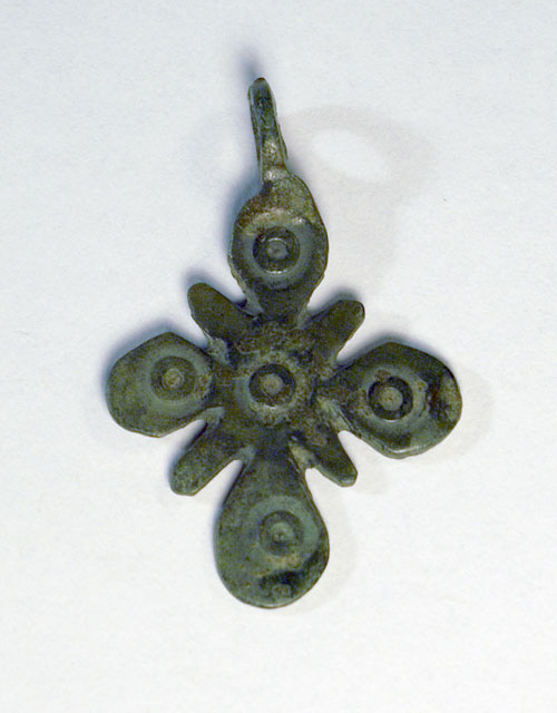Early Christian Bronze Cross, 5 Wounds of Christ - Byzantine