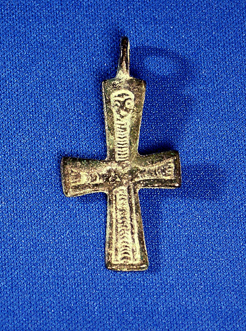 Early Christian Bronze Cross - Robed Christ, c. 8-10th Cent AD