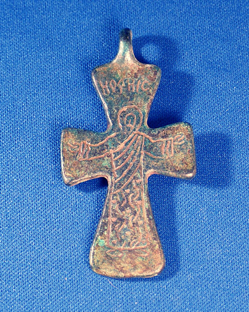 Early Christian Bronze Cross - ST. JOHN, c. 10-12th Cent AD